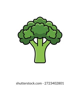 Icono verde fresco de la Ilustración vectorial vegetal del brócoli en estilo plano de la historieta aislado en el fondo blanco