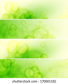 Fresh green bubbles abstract banner set