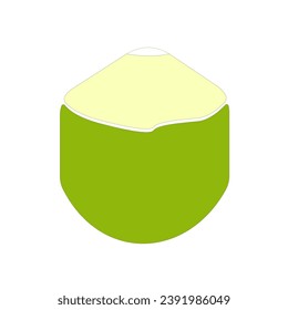 Ilustración vectorial de diseño plano de coco verde fresco aislada en fondo blanco.