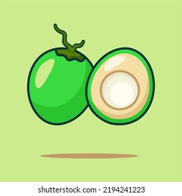 Fresh green coconut icon vector illustration. fresh green coconut fruit vector design 