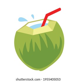 fresh green coconut tropical drink vector design