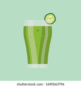 Fresh green cucumber juice. vector illustration