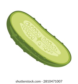 Fresh Green Cucumber Sliced Lengthwise Vector Illustration Isolated on White Background for Food Design