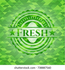 Fresh green emblem with mosaic background