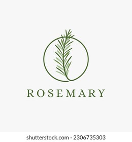 Fresh green frame rosemary logo icon vector on white background