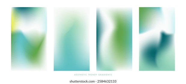 Fresh green gradient background. Simple abstract vector texture. Spring stories set. Light blue, soft green vertical vector bg. Spring gradient stories design template for poster, social post, cover