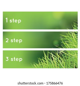 fresh green grass shiny headers, can be used as an infographic template
