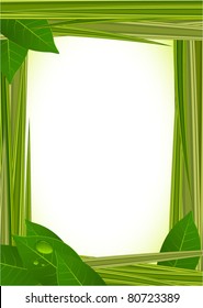 Marco vectorial de hierba verde dulce con gotas de agua claras.