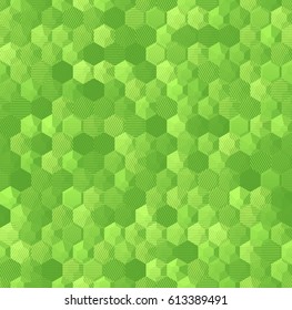Fresh Green Hexagonal Seamless Pattern. Abstract Modern Summer Background. Vector Illustration.
