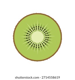 Fresh green kiwi fruit slice vector illustration icon in flat cartoon style isolated on white background