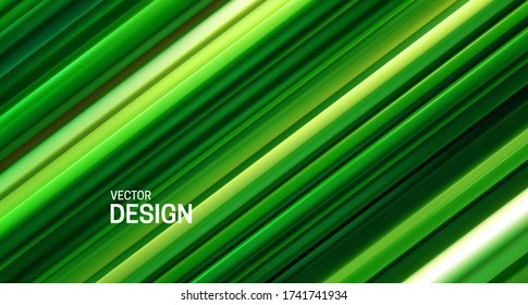 Fresh green layered surface. Abstract geometric background. Vector illustration. Random layers pattern. Striped texture. Natural elegant decoration. Diagonal slices. Banner or cover design.