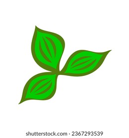 Fresh green leaf basil. Delicious and appetizing food. Cooking and lunch. Cartoon vector illustration isolated on white background. Hand drawn sketch