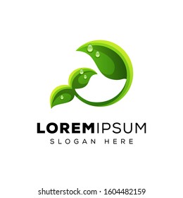 fresh green leaf logo design