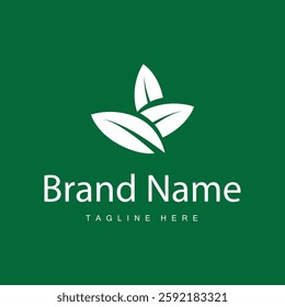 fresh green leaf logo simple green leaf plant nature concept illustration template