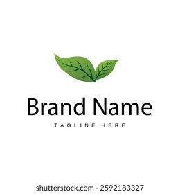 fresh green leaf logo simple green leaf plant nature concept illustration template