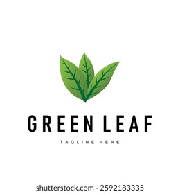 fresh green leaf logo simple green leaf plant nature concept illustration template