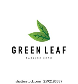 fresh green leaf logo simple green leaf plant nature concept illustration template