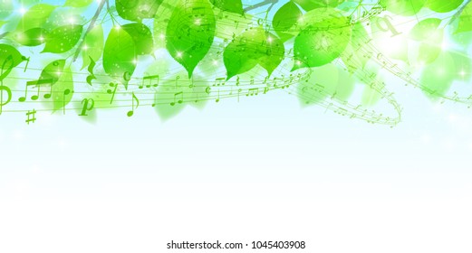 Fresh green leaf note background