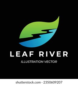 Fresh Green Leaf River Creek Flow or Winding Road Illustration Vector