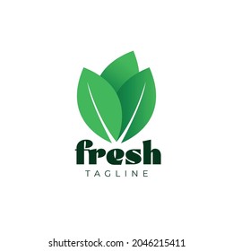 Fresh Green Leaf Vegetable Logo Design Stock Vector (Royalty Free ...