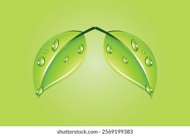 fresh green leaf with water drop, relaxation nature concept