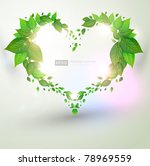 fresh green leaves heart and sun shine for summer or eco design