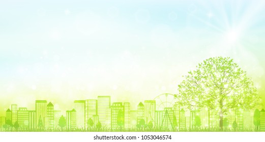 Fresh green leaves landscape background