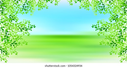 Fresh green leaves landscape background