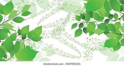 fresh green leaves landscape background