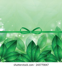 Fresh green leaves on natural background. vector illustration