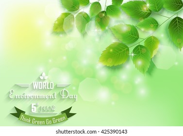 Fresh green leaves on natural background for world environment day.vector