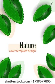 Fresh green leaves on white. Creative abstract background for your design. Vector illustration