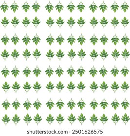 Fresh Green Leaves on White Background