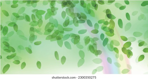 fresh green leaves rainbow background