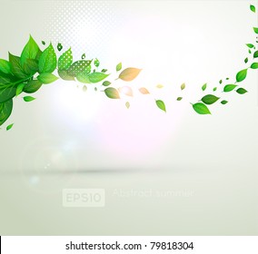 fresh green leaves for summer banner design