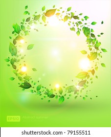 fresh green leaves and sun shine for summer design