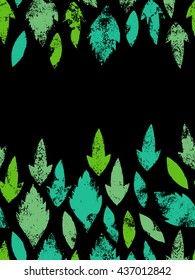 Fresh green leaves traces seamless border, vector