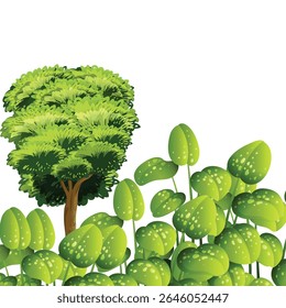 Fresh green leaves vector illustration on white background