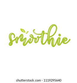Fresh green lettering, simple and light texture. Vector illustration for menu, summer bar with fresh juices and smoothies product design.