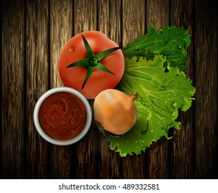 fresh green lettuce tomato and onion