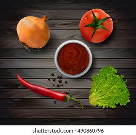 fresh green lettuce tomato and onion