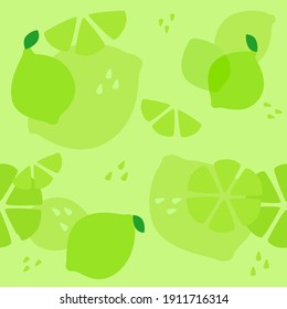 Fresh green limes seamless pattern.Vector illustration.