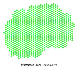Fresh green Makedonia map. Vector hexagon territorial plan drawn with eco green color variations. Abstract Makedonia map concept is done of hexagonal items.