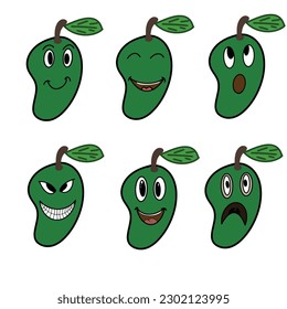 fresh green mango cartoon facial expression