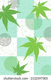 Fresh green maple Japanese pattern background 