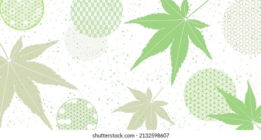 Fresh green maple Japanese pattern background 