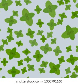 Fresh green mint leaves isolated on seamless pattern