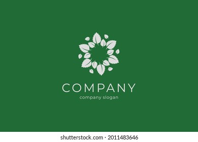 fresh green mint leaves vector icon logo template