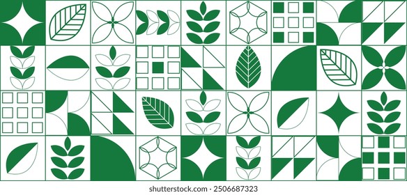 fresh green natural leaf line geometric background pattern