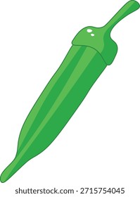 Vector vegetal verde fresco del okra en fondo transparente. Ideal para recetas saludables, etiquetas de alimentos orgánicos, diseños de cocina sureña y proyectos de jardinería. Ilustración vectorial limpia y escalable.